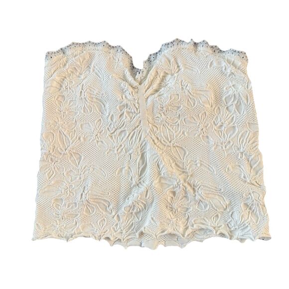 FULL TILT Seamless Lace Trim Textured Cropped Tube Top Size S/M Off White NWT - Picture 1 of 10